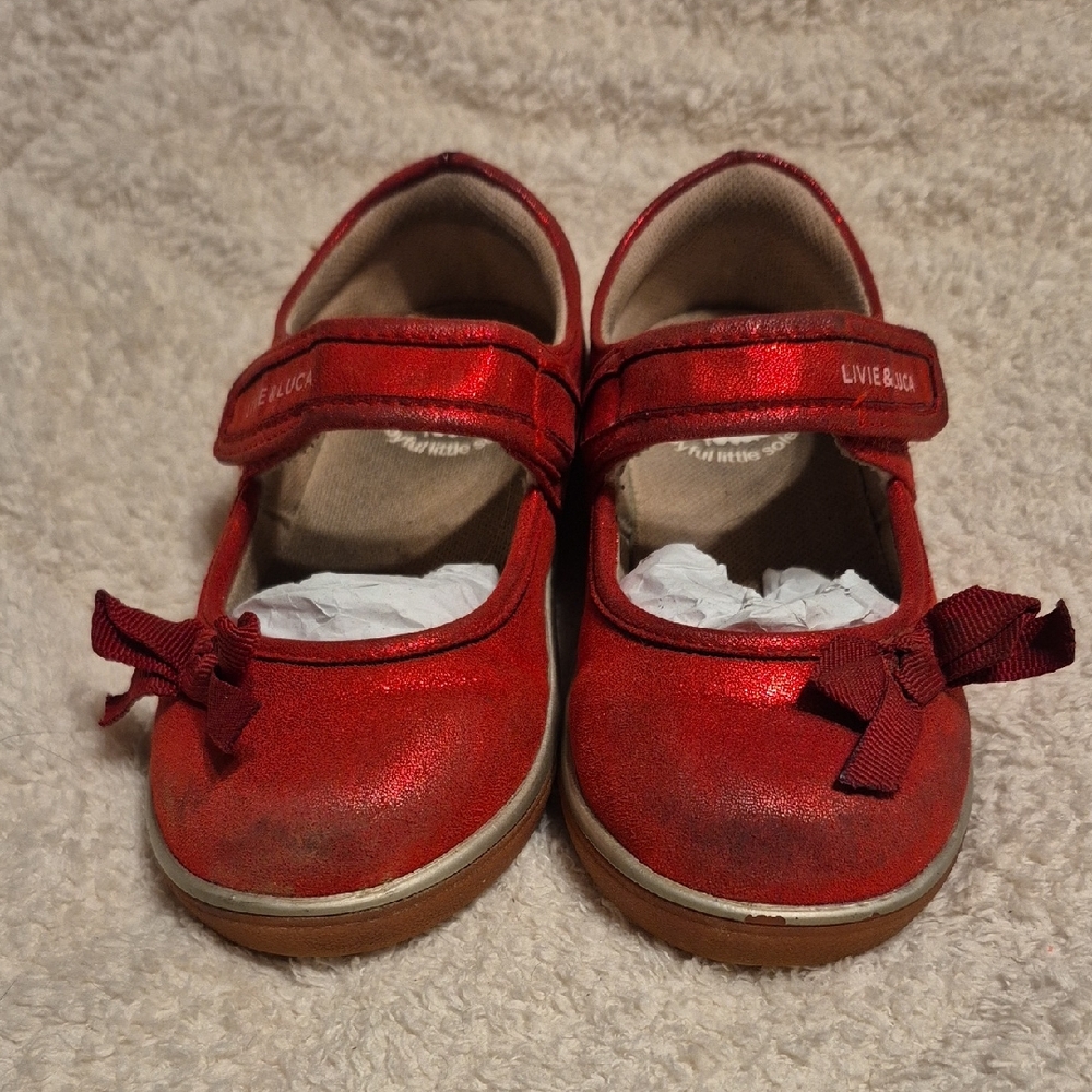 Livie & Luca Shimmering Red Mary Jane Shoes